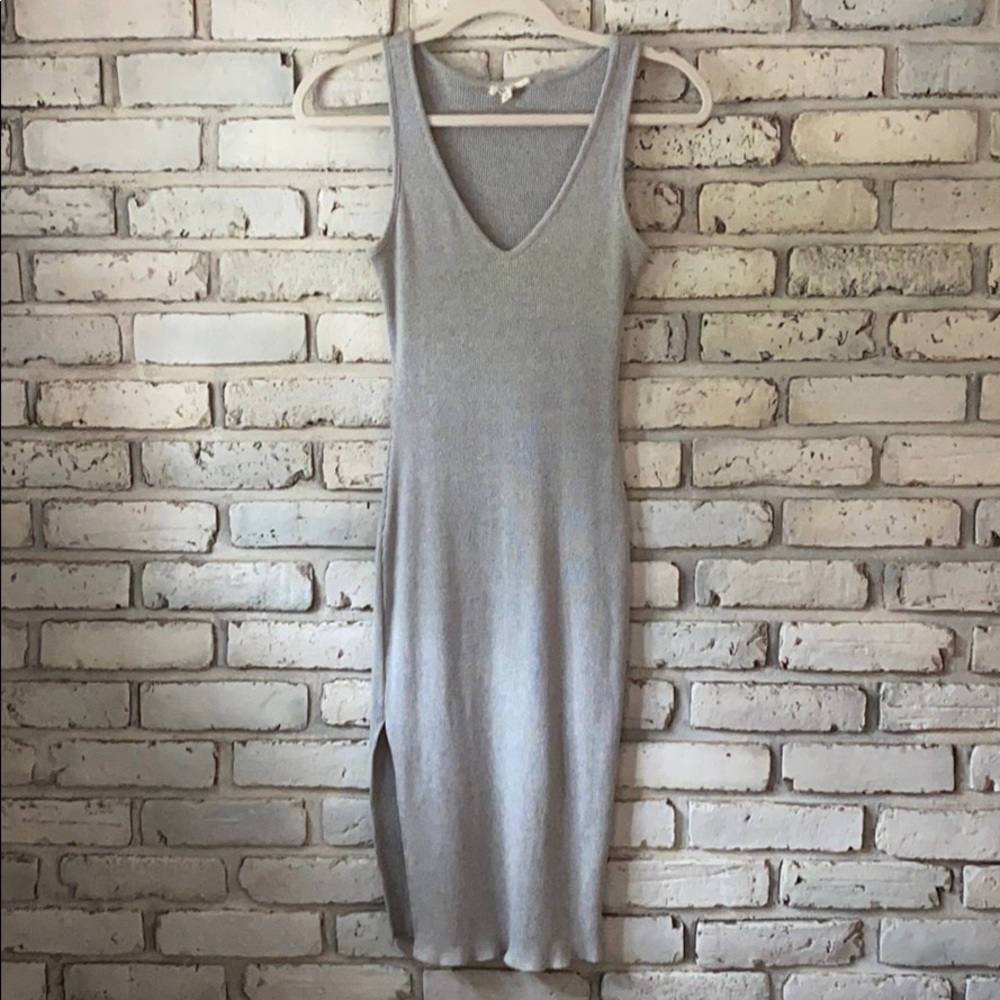 Gray jersey knit midi dress
